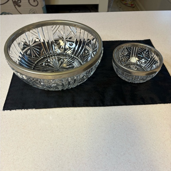 Other - Vintage Cut Crystal Bowls With Silver-Plated Rims